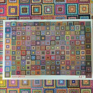 🧩 1000 piece Bgraaamiens, “Retro Art Squares”. Poster, letter clues. Complete.